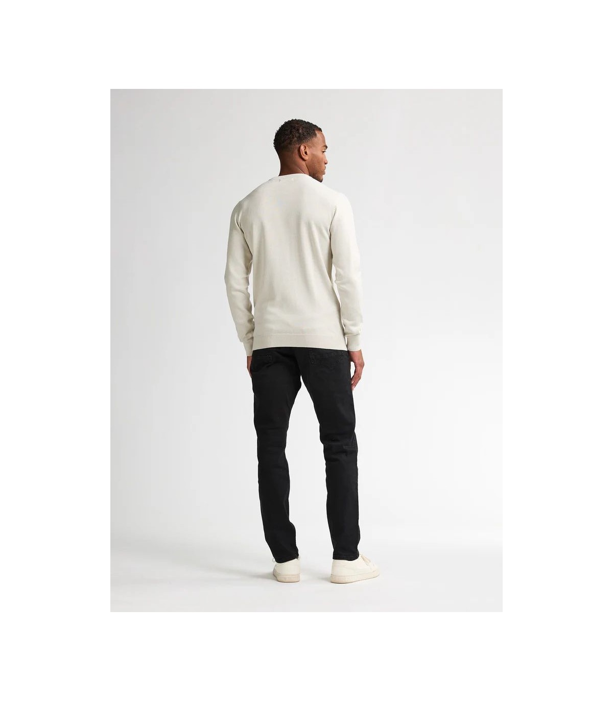 Pull col rond petrol 0009white
