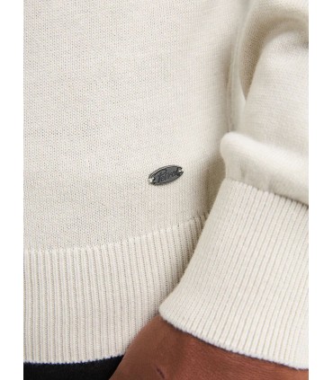 Pull col rond petrol 0009white