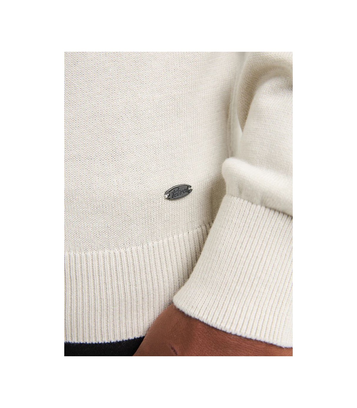 Pull col rond petrol 0009white