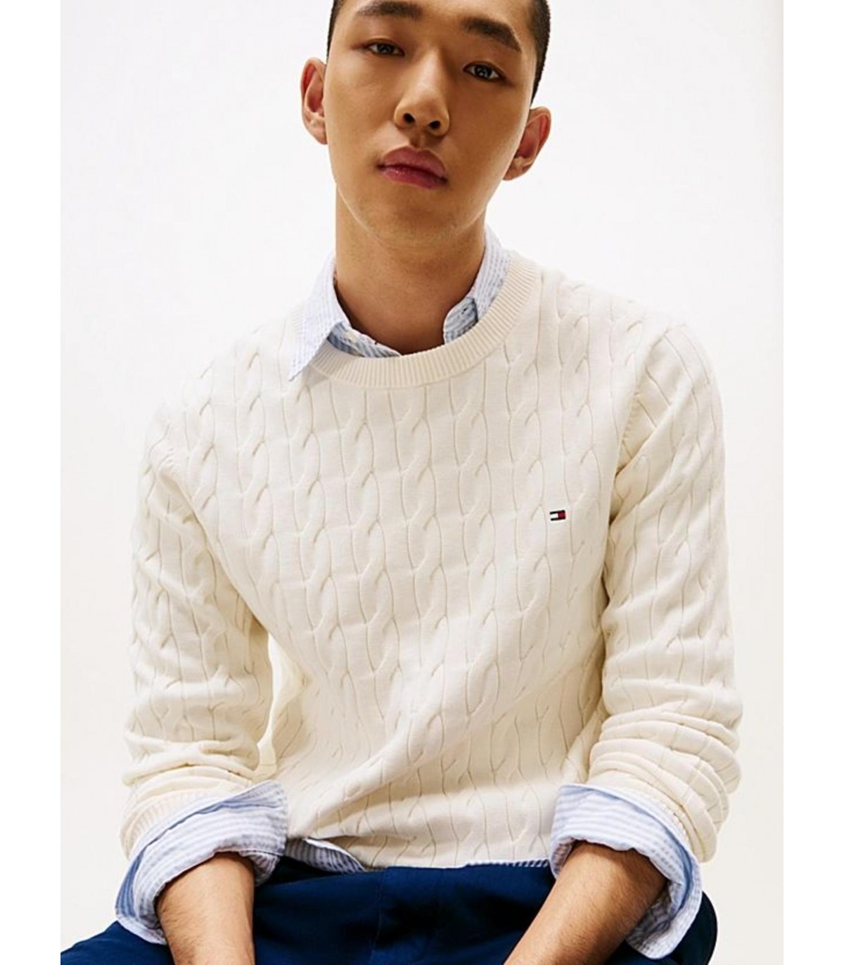 Pull col rond tommy menswear z00ivory