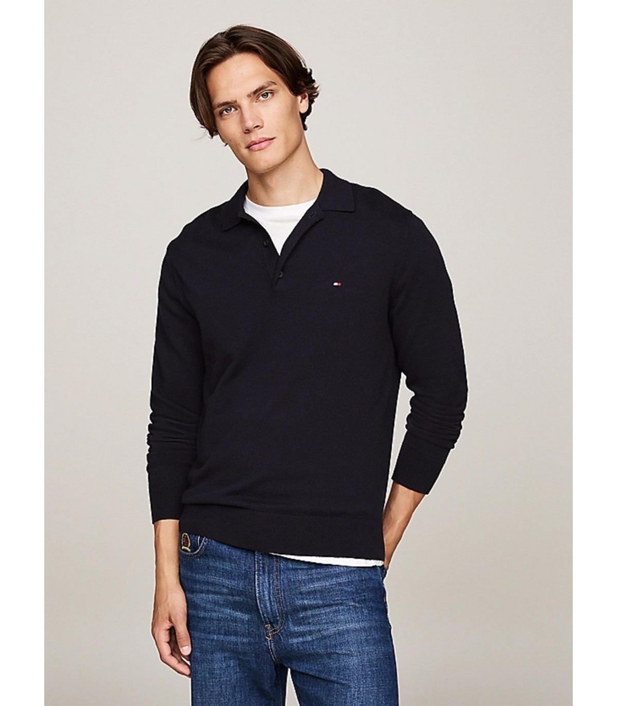 Pull col polo tommy menswear dw5desertsky