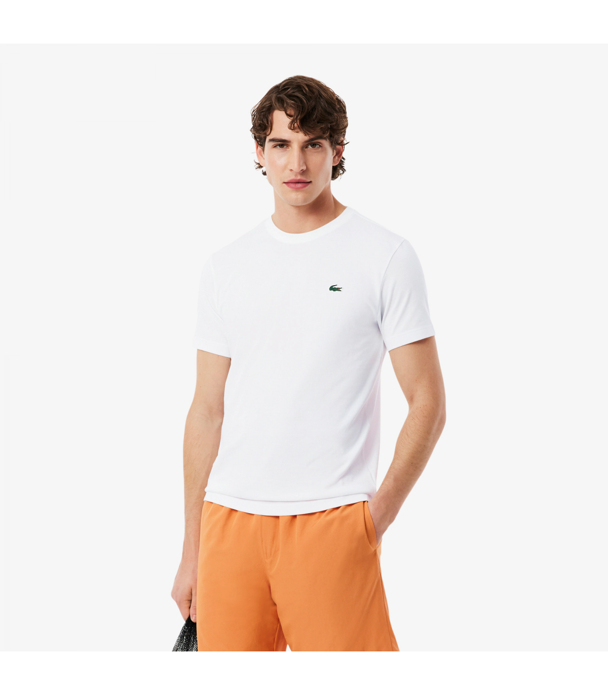 Tee shirt mc lacoste 49t-blanc/blossom