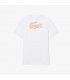 Tee shirt mc lacoste 49t-blanc/blossom