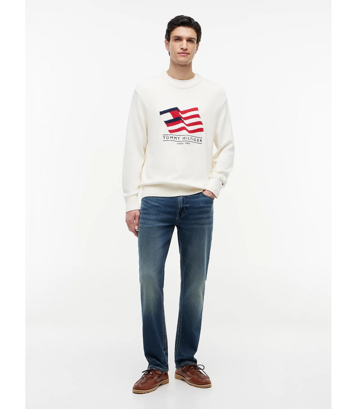 Sweat col rond tommy menswear z00ivory