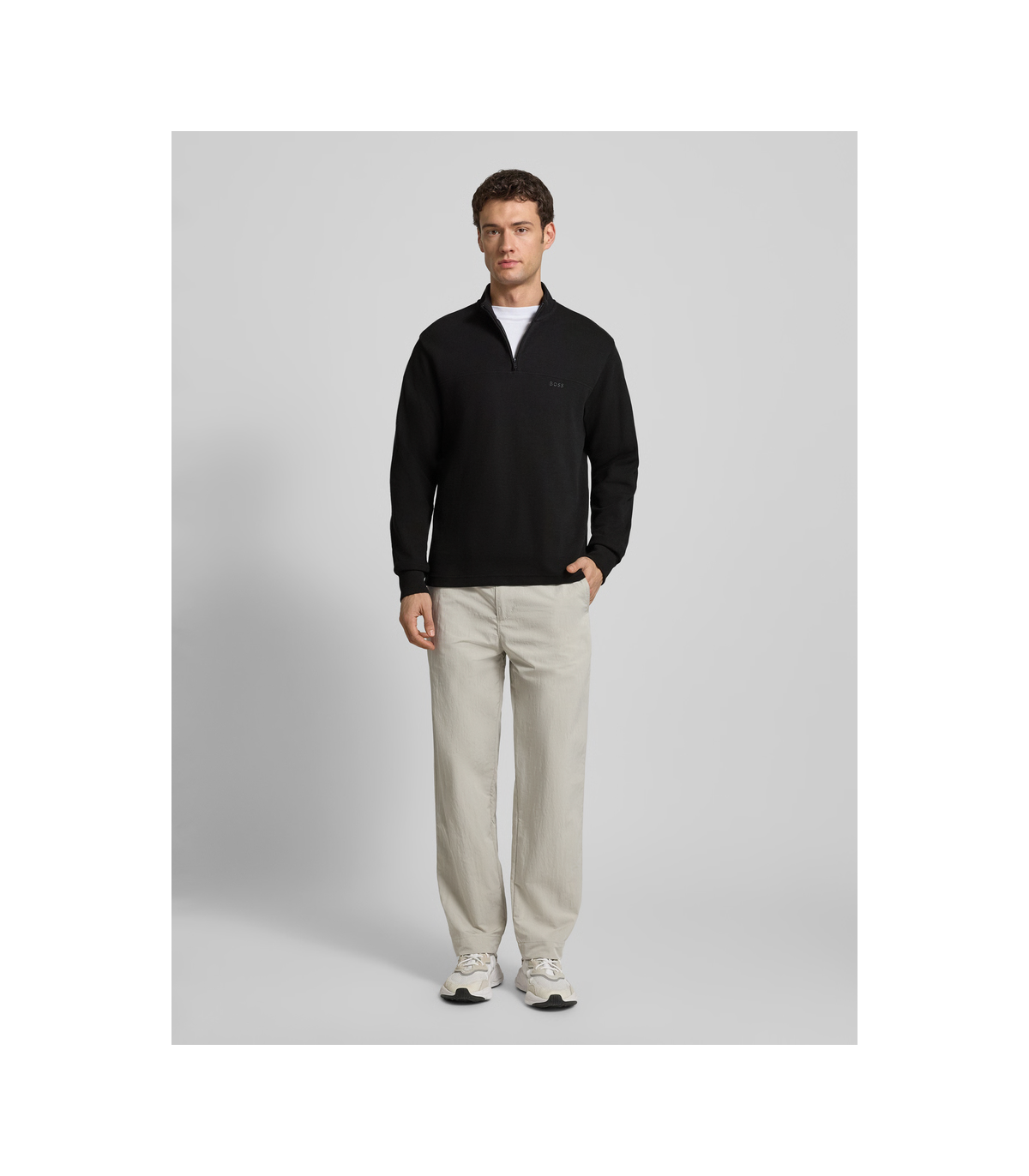 Sweat col zippe boss orange 001black
