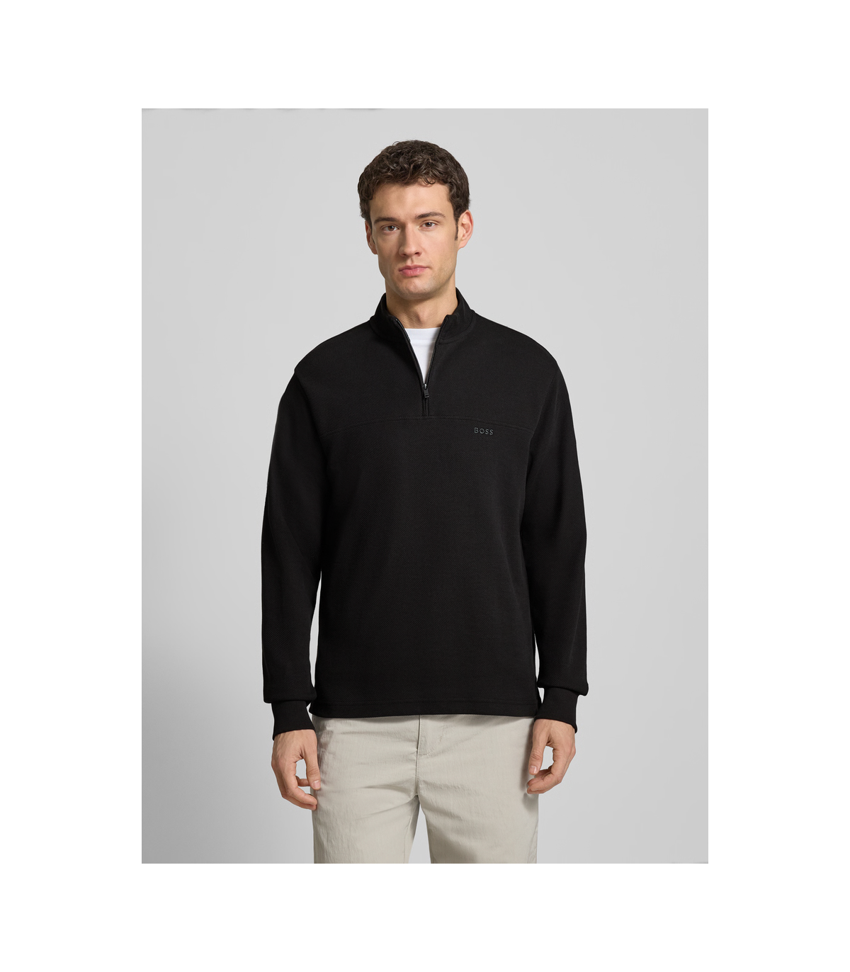 Sweat col zippe boss orange 001black