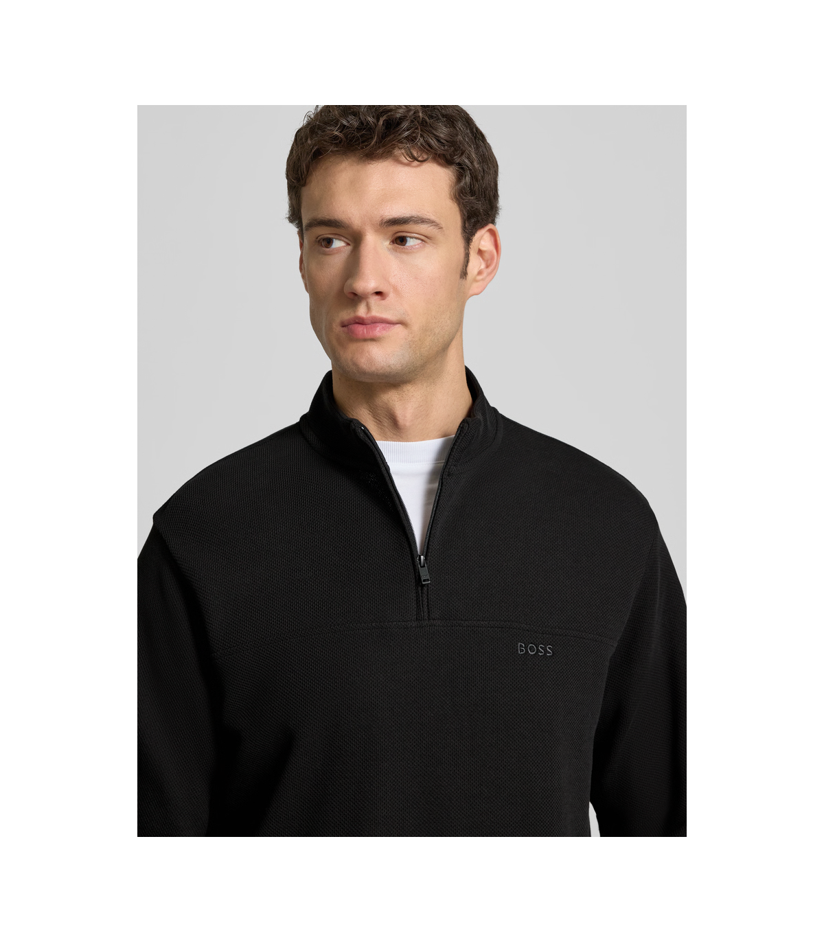 Sweat col zippe boss orange 001black