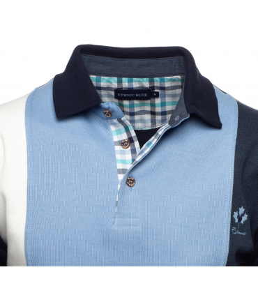 Polo ml ethnic blue bleu