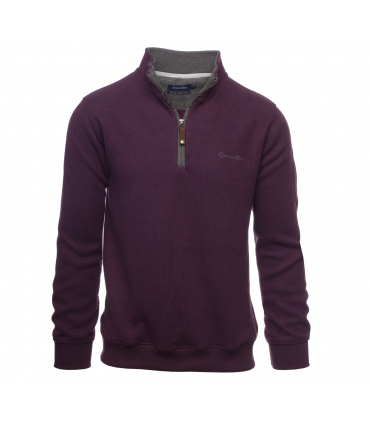 Pull col zippe ethnic blue prune