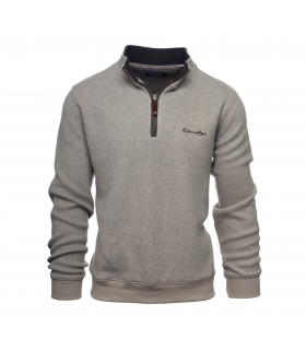 Pull col zippe ethnic blue gris