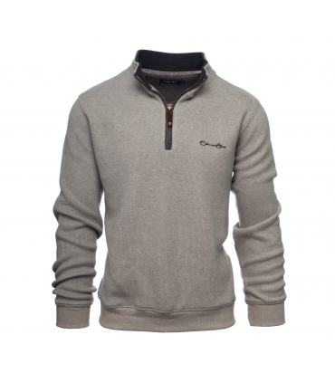 Pull col zippe ethnic blue gris