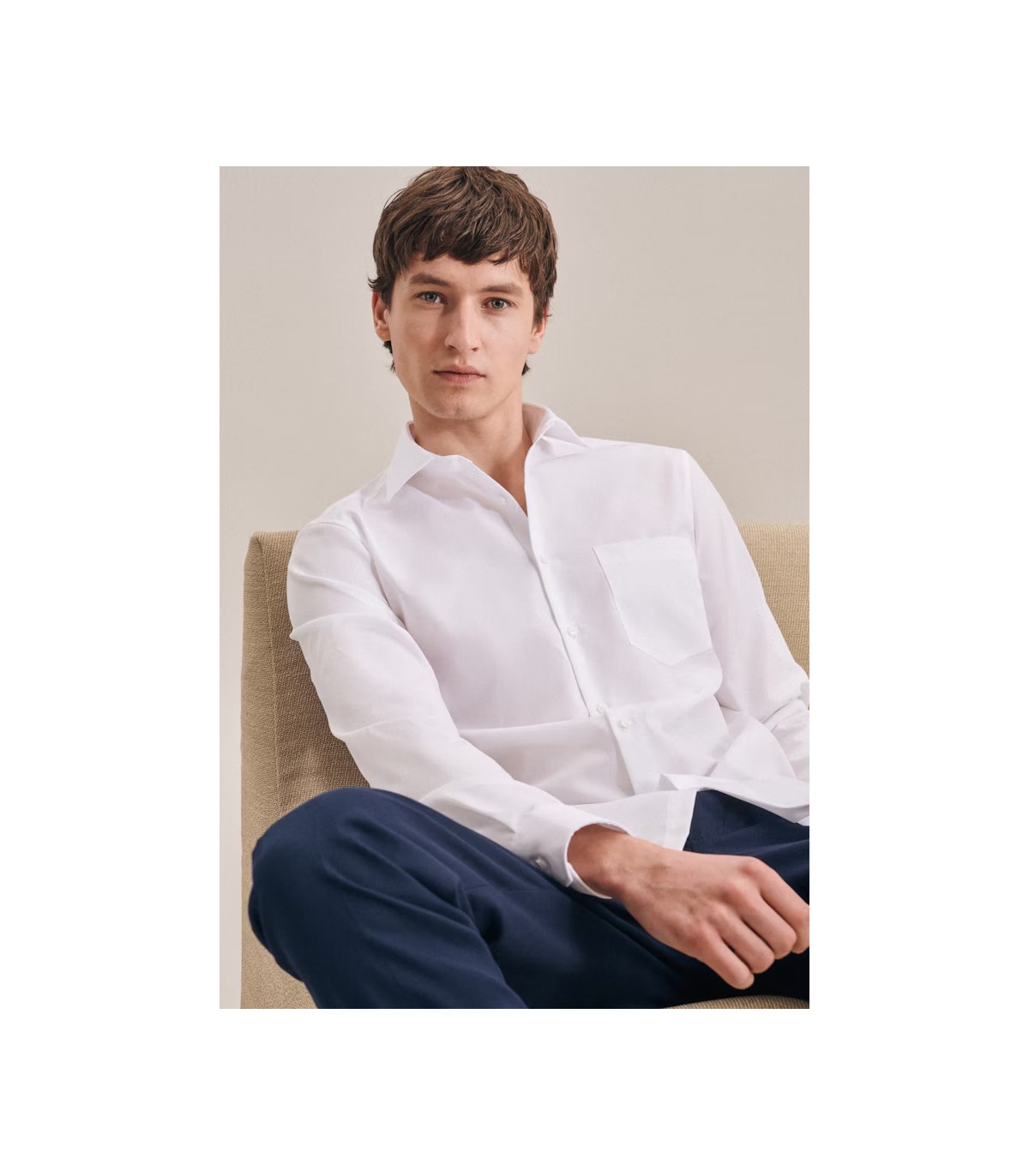 Chemise ml uni seidensticker 01blanc