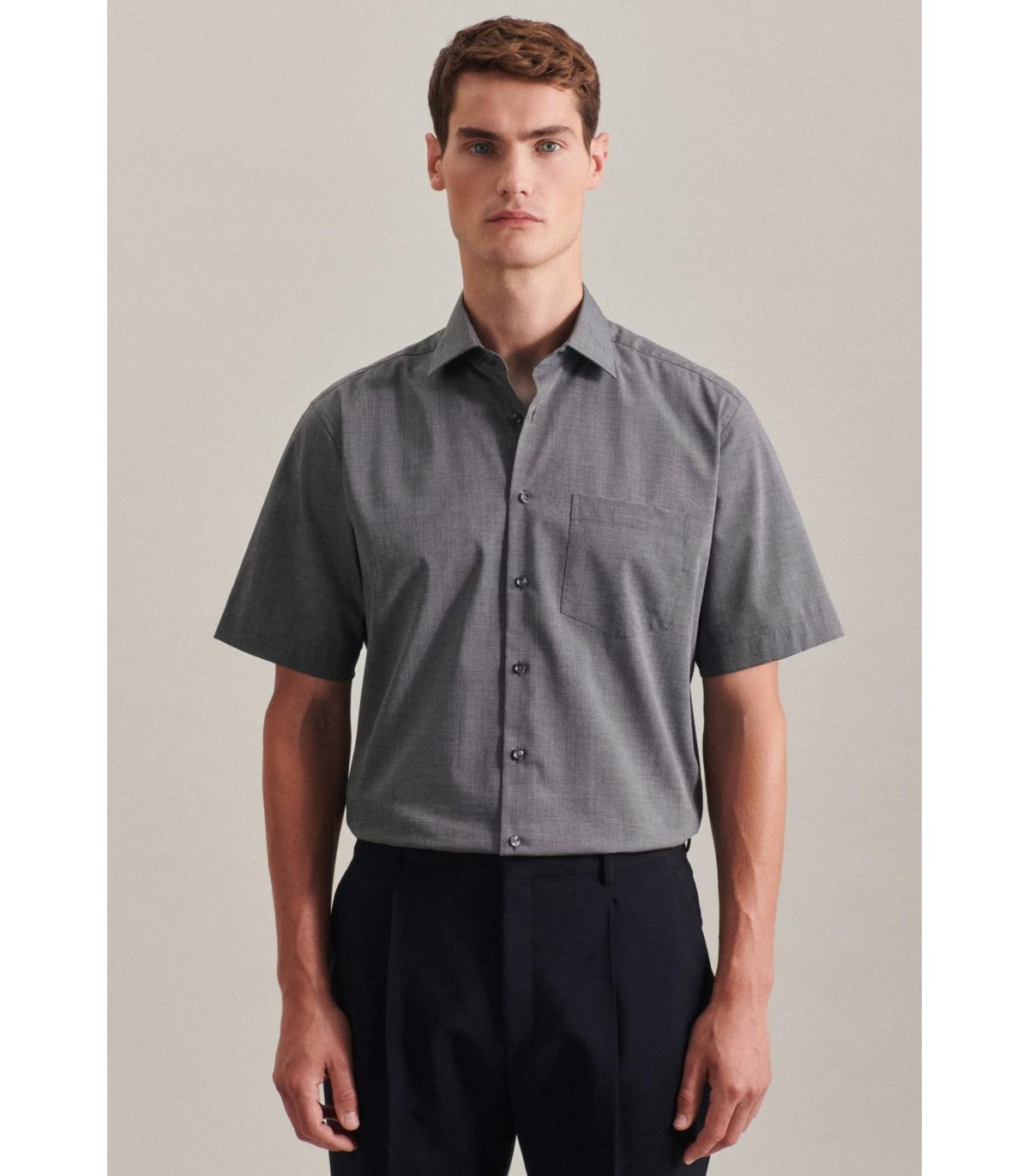 Chemise mc uni seidensticker 67gris