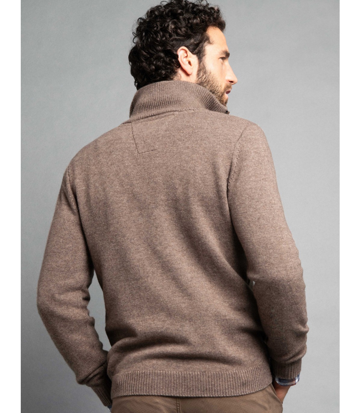 Pull col zippe delahaye 355beige