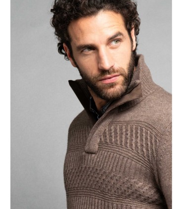 Pull col zippe delahaye 355beige