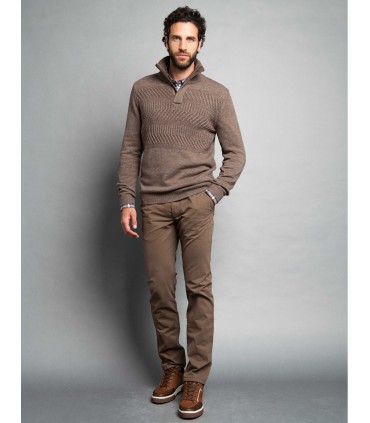 Pull col zippe delahaye 355beige