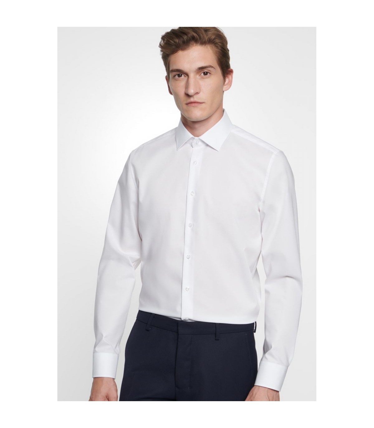 Chemise ml uni seidensticker 01blanc