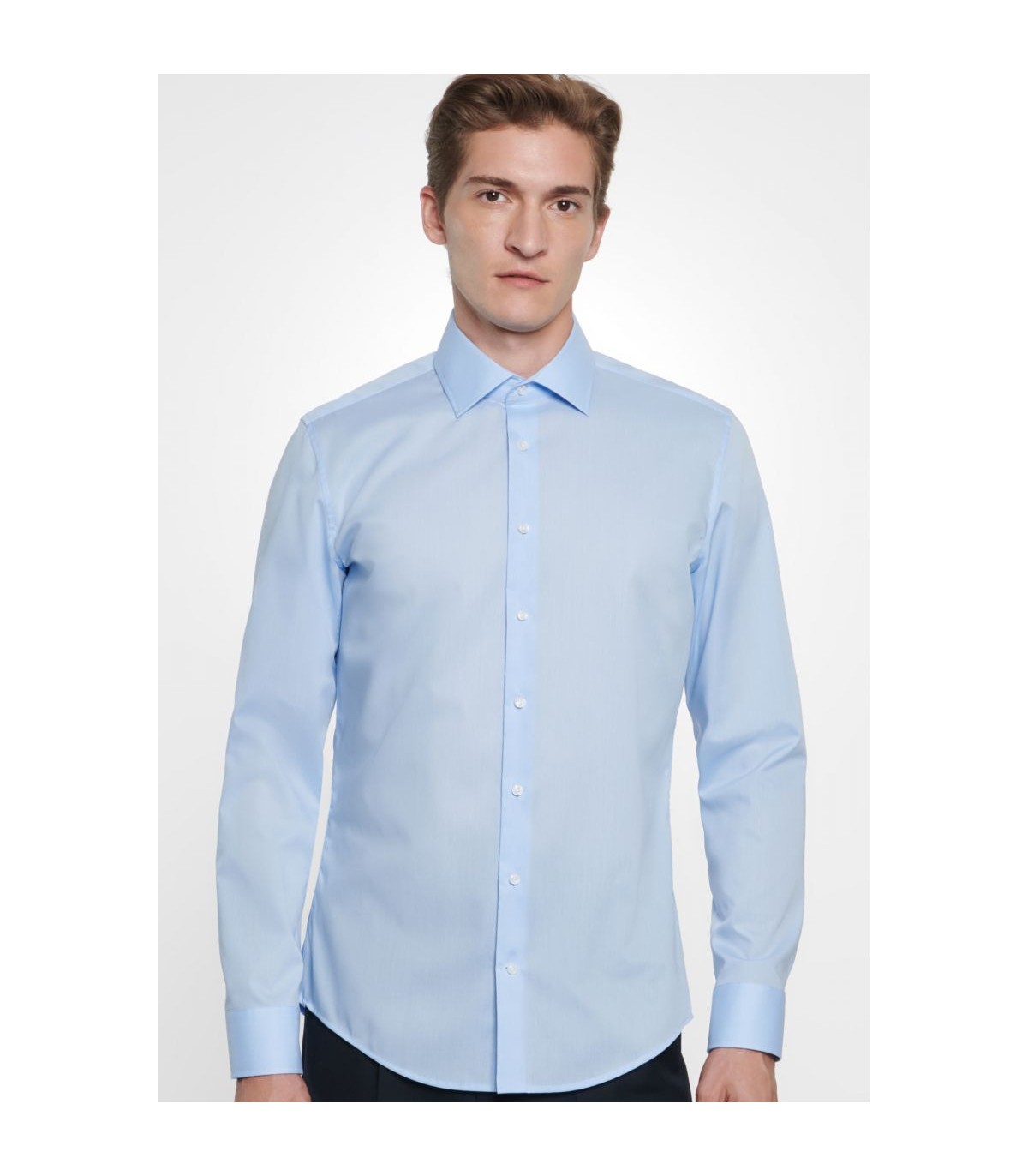 Chemise ml uni seidensticker 12bleu