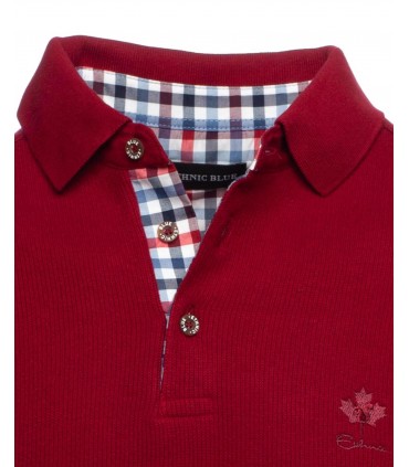 Polo ml ethnic blue rouge