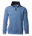 Pull Col zippe Ethnic Blue