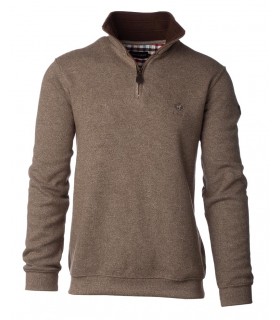 Pull col zippe ethnic blue beige
