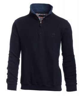 Pull col zippe ethnic blue marine