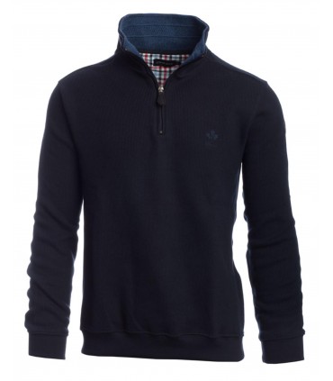 Pull col zippe ethnic blue marine