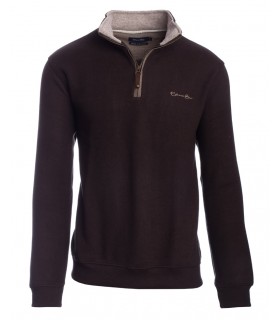 Pull col zippe ethnic blue choco