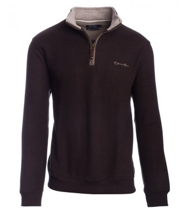Pull col zippe ethnic blue choco