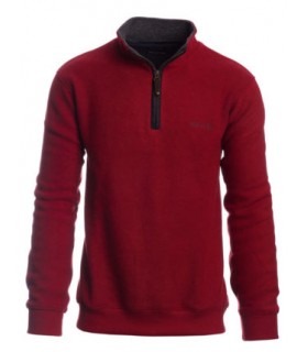 Pull col zippe ethnic blue rouge