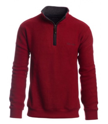 Pull col zippe ethnic blue rouge