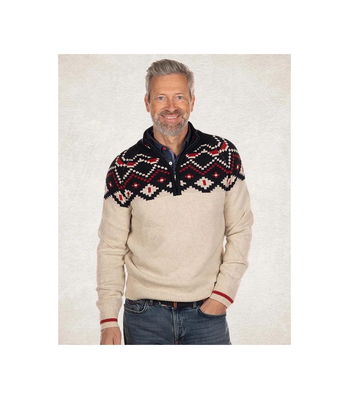 Pull col zippe nza 1015ecru