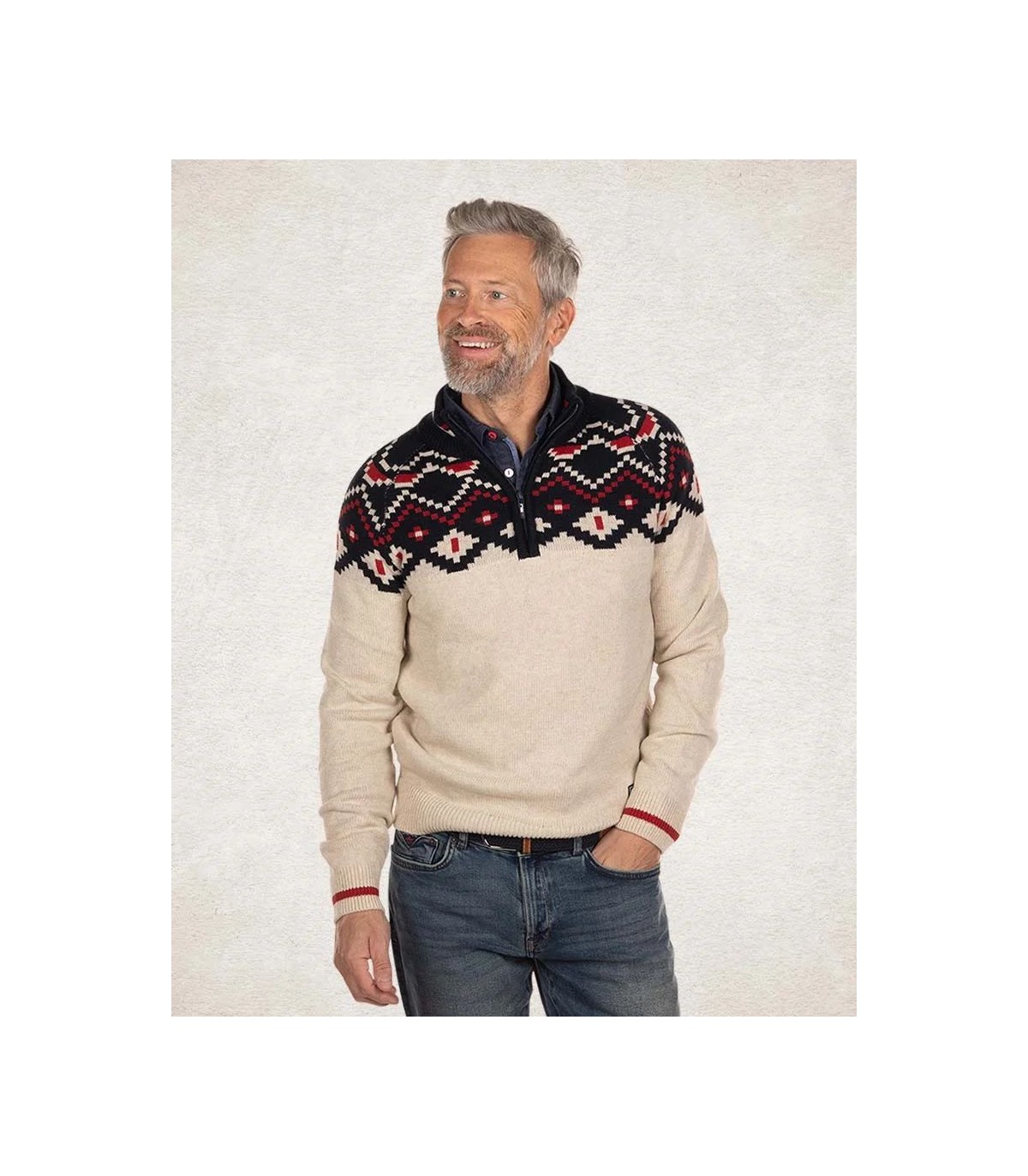 Pull col zippe nza 1015ecru