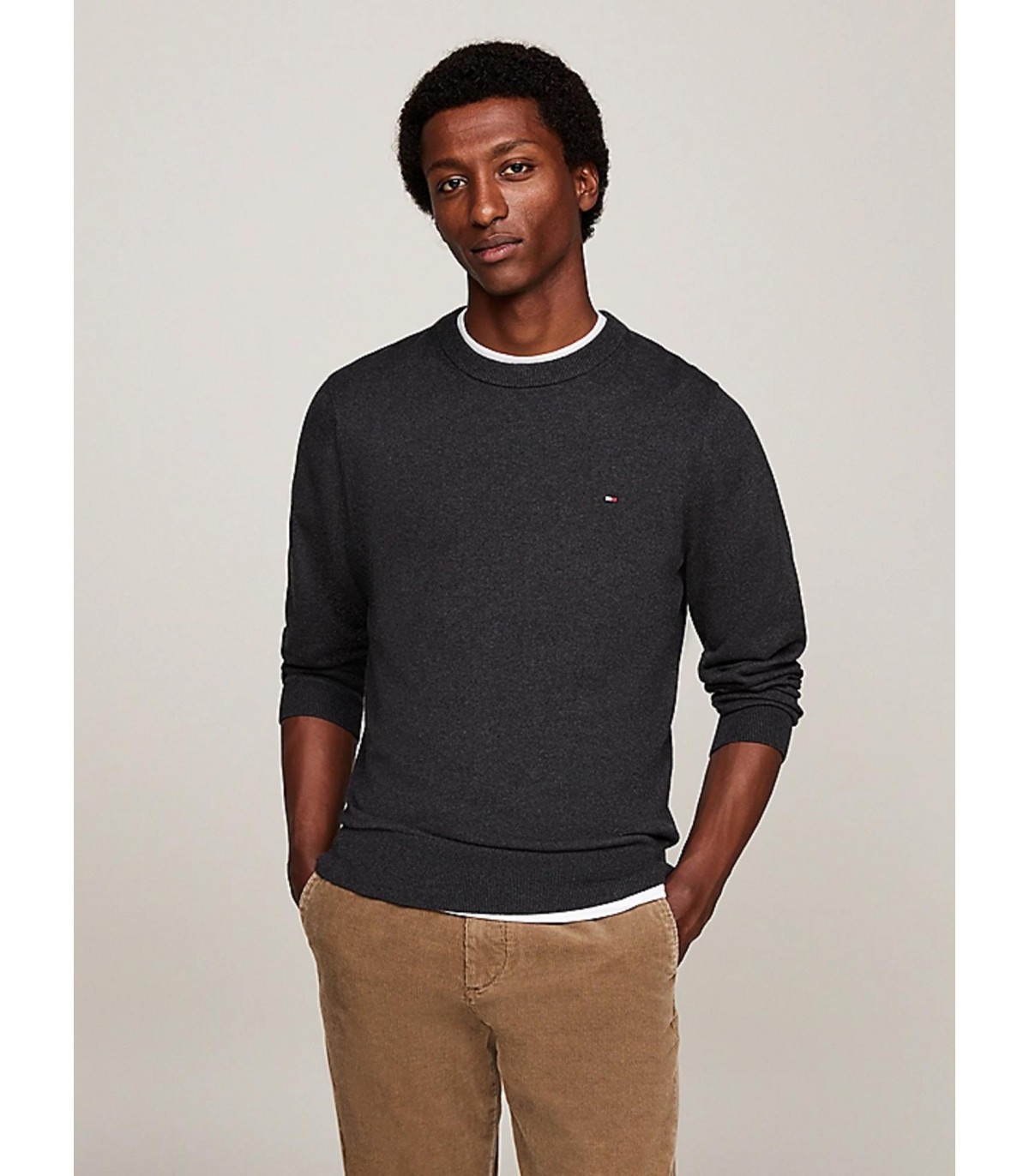 Pull col rond tommy menswear p92darkgrey