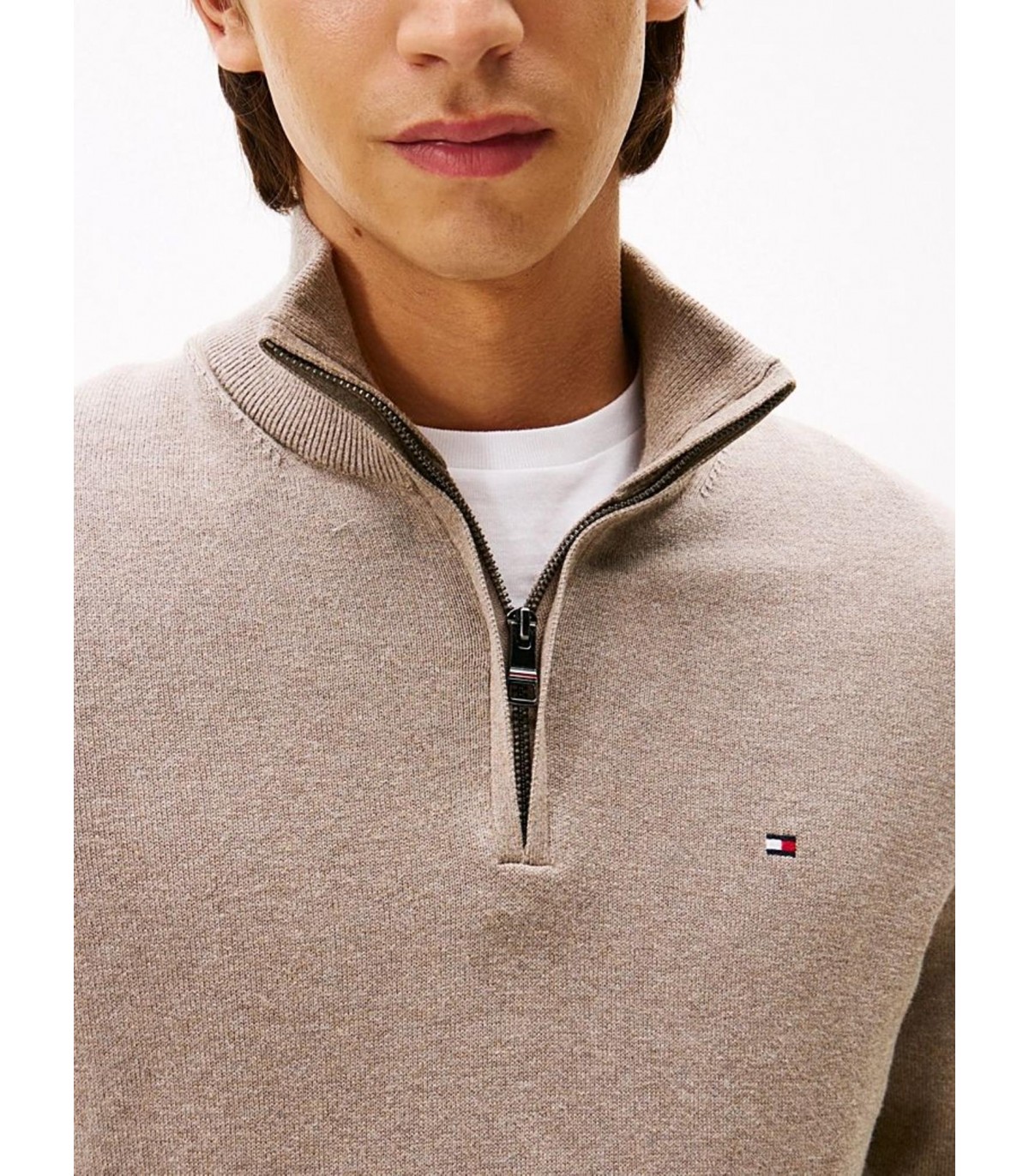 Pull col zippe tommy menswear hi3taupe