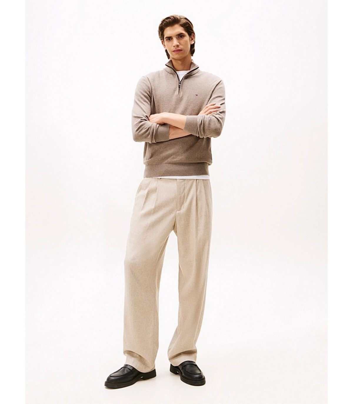 Pull col zippe tommy menswear hi3taupe