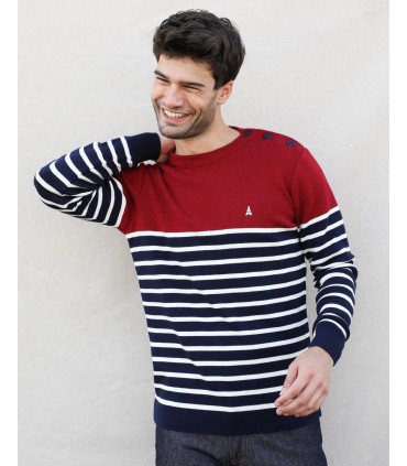 Pull col rond made in france bordeaux