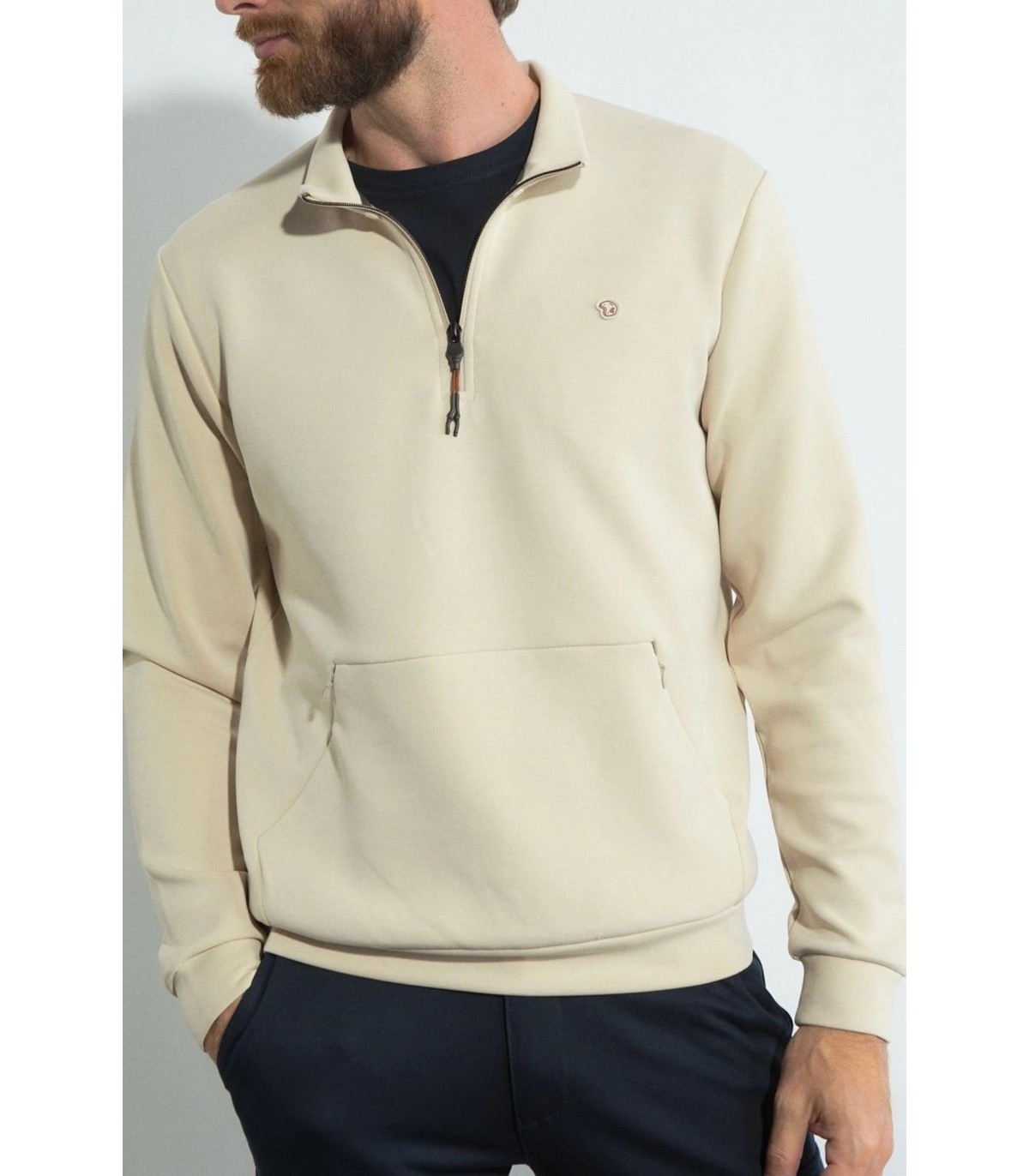Sweat col zippe benson & cherry beige