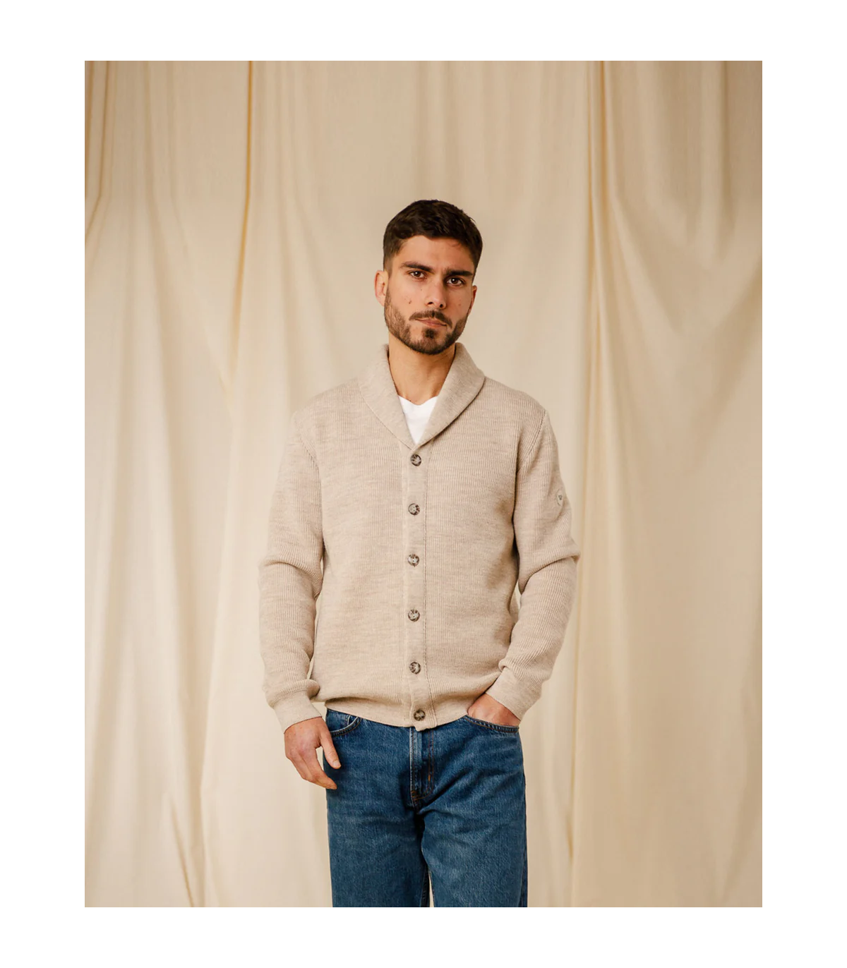 Gilet bouton royal mer 0006beige
