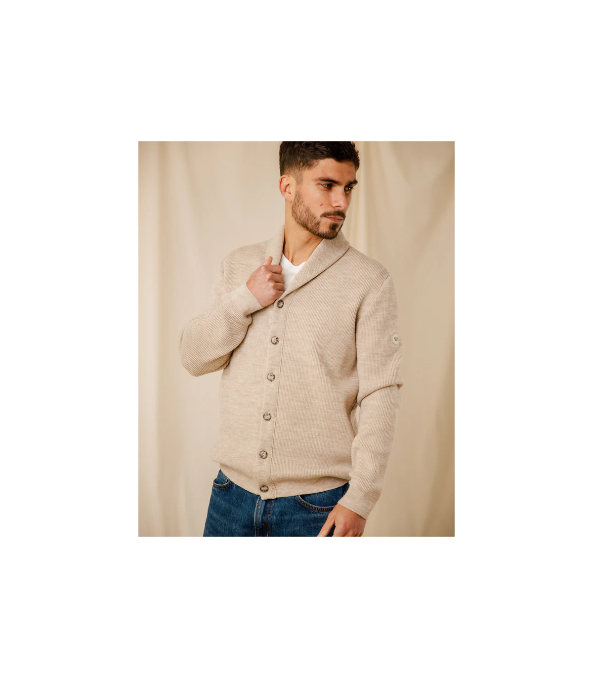 Gilet bouton royal mer 0006beige