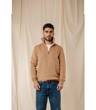 Pull col zippe royal mer 0006.0004beige/ecru