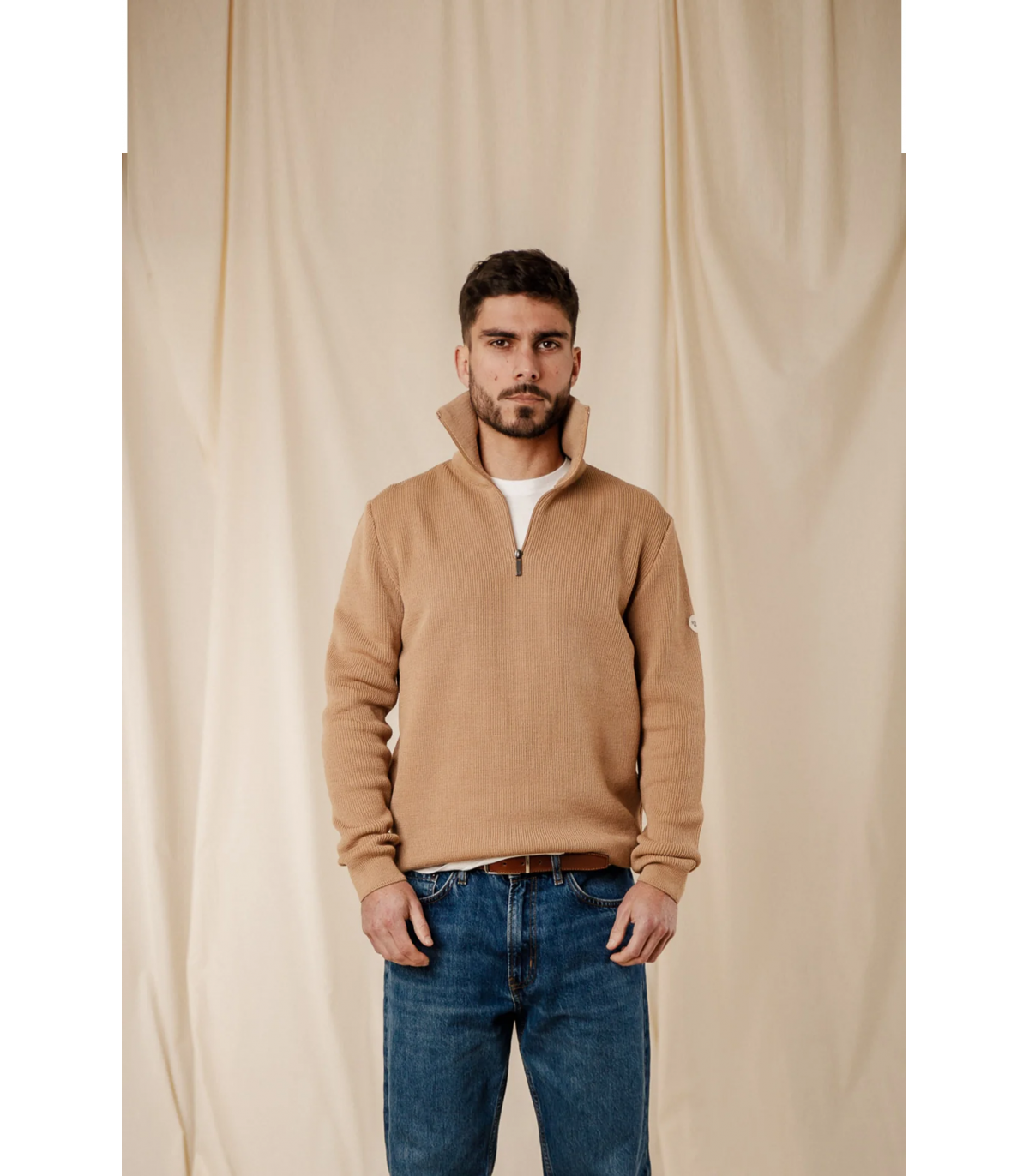 Pull col zippe royal mer 0006.0004beige/ecru