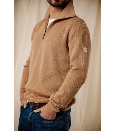 Pull col zippe royal mer 0006.0004beige/ecru