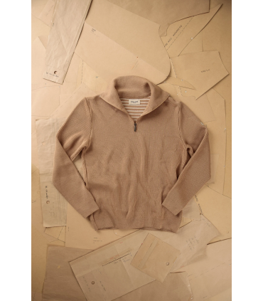 Pull col zippe royal mer 0006.0004beige/ecru
