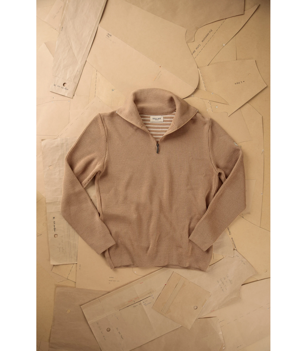 Pull col zippe royal mer 0006.0004beige/ecru