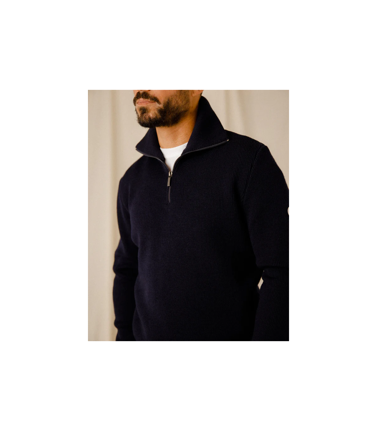 Pull col zippe royal mer 5050.0004marin/ecru