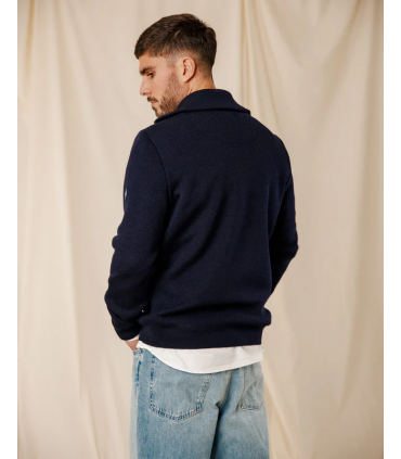 Pull col zippe royal mer 5050.0004marin/ecru