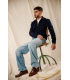 Pull col zippe royal mer 5050.0004marin/ecru