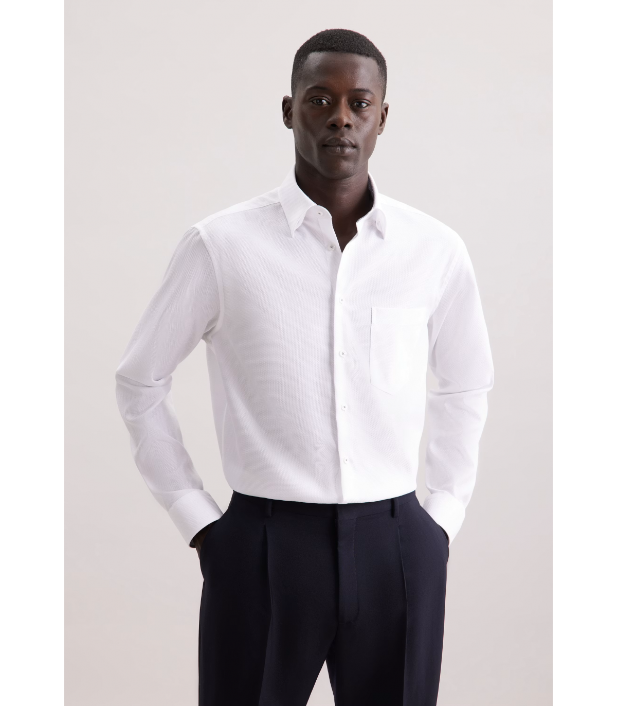 Chemise ml fantaisie seidensticker 01blanc