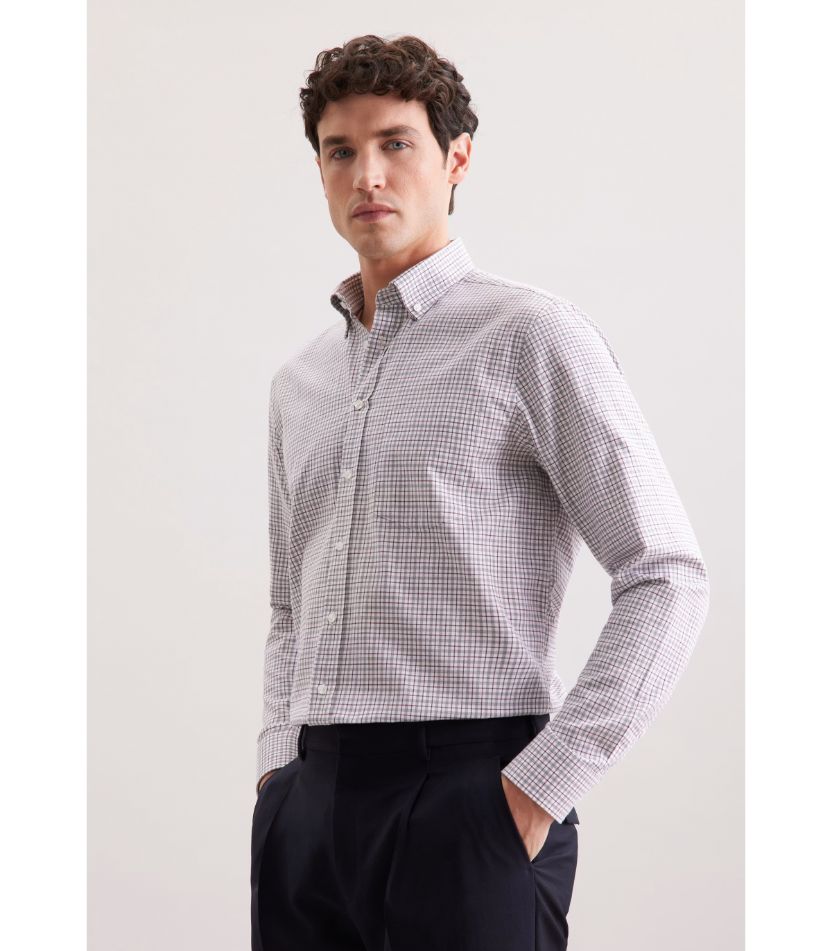 Chemise ml fantaisie seidensticker 34gris